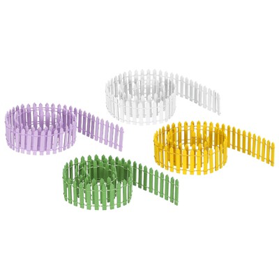 Unique Bargains Wood Decorative DIY Crafts Garden Picket Fence White Coffee