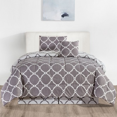 5-Piece Down Alternative Comforter Set – Ultra Soft, Reversible Printed & Solid All-Season Bedding Set by Lux Decor Collection