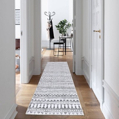 Washable Modern Geometric Printed Rug Non Slip Low Pile Rug Soft Throw Floor Cover Foldable Indoor Carpet for Living Room Bedroom Playroom
