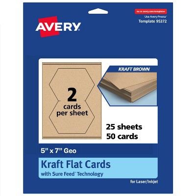 Avery Geo Flat Cards, 5" x 7", Matte Kraft Brown, 50 Total