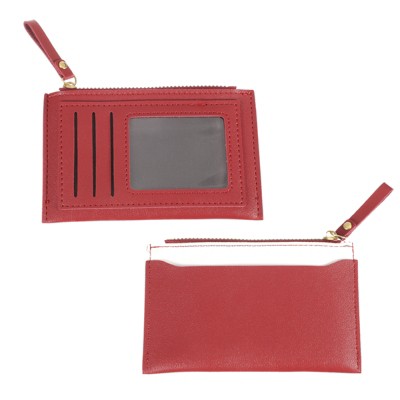 Unique Bargains PU Leather Zipper Design Credit Card Holder 2 Pcs