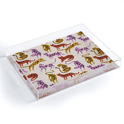 Cat Coquillette Tiger Collection Pink Yellow Acrylic Tray - Deny Designs