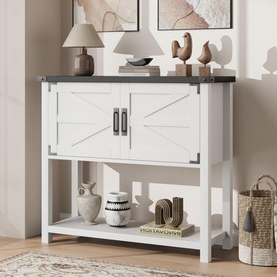 GustoWave Farmhouse Console Table with 2-Door & 2 Drawers, Console Table with Storage Shelf, Sofa Tables Buffet Sideboard