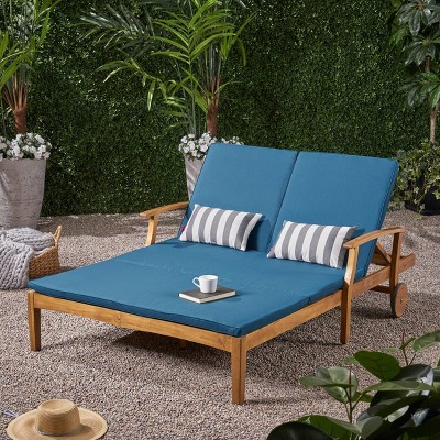 Perla Acacia Wood Double Chaise Lounge - Christopher Knight Home