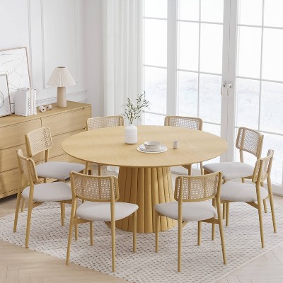 Dovelina Mid-Century Round Dining Table Wood Kitchen Table Dining Room Table for 4 People - 60"
