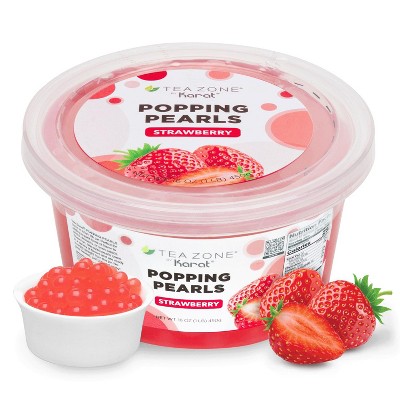 Tea Zone Popping Boba Pearls Strawberry 16 Oz. / 1 lb. (Pack of 2)