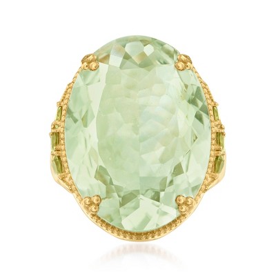 Ross-Simons 20.00 Carat Prasiolite and .80 ct. t.w. Peridot Ring in 18kt Gold Over Sterling