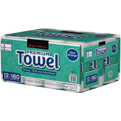Signature Premium Big Roll Paper Towels, Create-A-Size - 160 Sheets/Roll (12 Rolls)