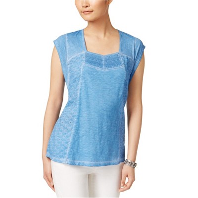 Style & Co. Womens Lace Eyelet Basic T-Shirt
