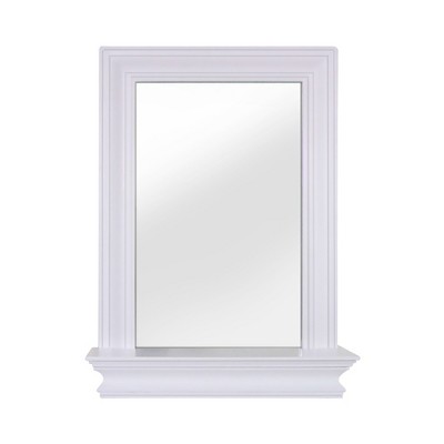 Teamson Home Stratford Wooden Wall Mirror with Storage Shelf, White