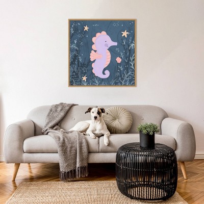 Amanti Art Seahorse and Turtle Blue I by Hartworks Framed Canvas Wall Art Print