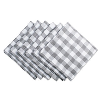Design Imports Gray/White Checkers Napkin Set/6