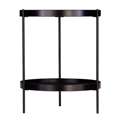 Verlington Round Farmhouse Style End Table - Black - SEI