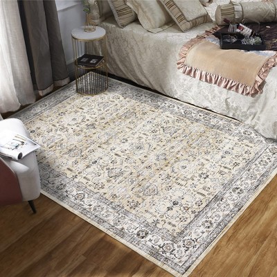 Vintage Washable Rug Floral  Distressed Area Rug Indoor Foldable Carpet for Living Room Bedroom
