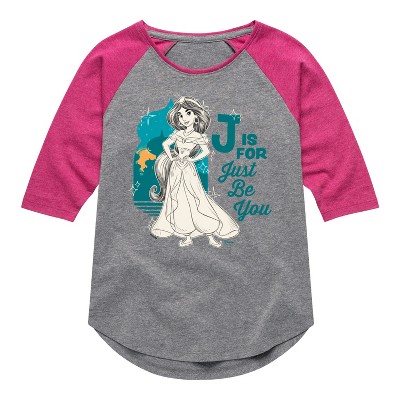 Girls' - Disney - J Is For Just Be You Shirt Tail Raglan Graphic T-shirt
