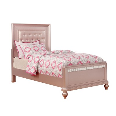 Twin Coleman Upholstered Bed Rose Gold - HOMES: Inside + Out: Crystal Button, Mirrored Footboard, Vintage Look