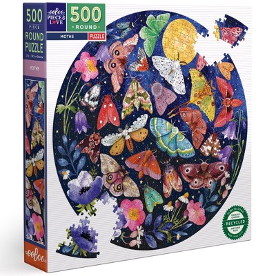 eeBoo: Piece and Love Moths 500 Piece Round Jigsaw Puzzle