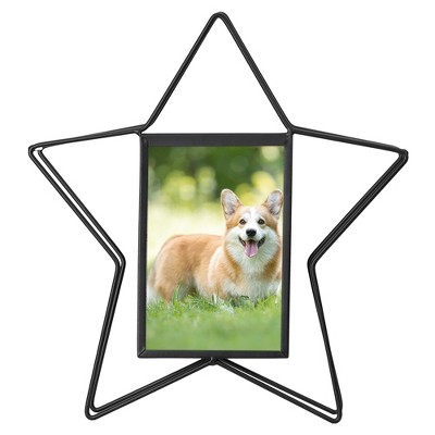 REGALWOVEN Metal Star Shape Freestand Picture Frame 4 x 6