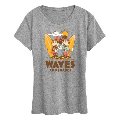 Women's - Disney - Mickey Mouse Minnie Mouse Waves and Shades Surfboards Short Sleeve Graphic T-Shirt