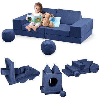 Jojoka 12 Pcs Kids Couch, Modular Nugget Play Sofa for Toddlers & Kids, Convertible Foam Sectional for Playroom, Bedroom