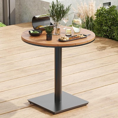 Patio Furniture Table, Outdoor Dining Set of Patio Table, Plastic Wooden Top Outdoor Furniture Table for Lawn, Deck, Backyard, Poolside