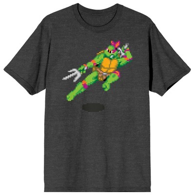 Tmnt Retro Cartoon Pixelated Raph Men's Heather Charcoal T-Shirt
