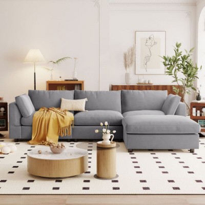 Upholstery Convertible Sectional Sofa, L Shaped Couch with Reversible Chaise