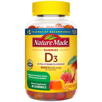 Nature Made Extra Strength Vitamin D3 5000 IU (125 mcg) Bone Health & Immune Support Vitamin Gummies