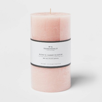 Peony & Cherry Blossom Cozy Pillar Candle Pink - Threshold™