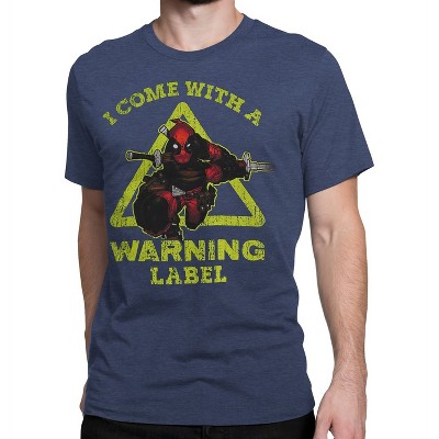 Mens Deadpool Warning Label T-Shirt - 4XLarge