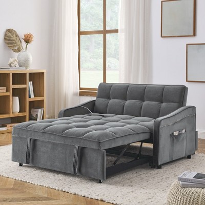 TIRAMISUBEST Sofas Loveseat Pull Out Sleeper Convertible with TypeC and USB Charging, Adjsutable Back for Small Space Living-4Color