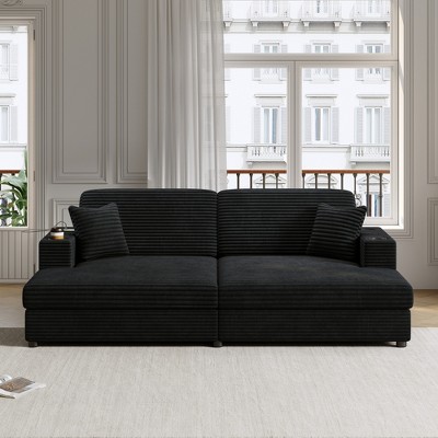 GlasFlength Sectional Sofas, Contemporary  Sectional, Spacious and Cozy, Perfect for Family Rooms, Black, 86.5"*62"*34.5"