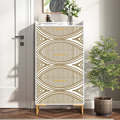 Resenkos Wood Shoe Storage Cabinet, Narrow Closet Shoe Organizer Rack for Entryway,