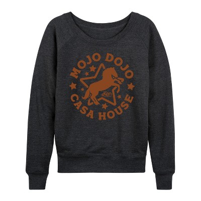 Women's - Barbie - Mojo Dojo Casa House Lightweight French Terry Wide Neck Long Sleeve Graphic Shirt