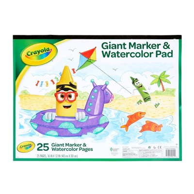 Crayola 25 Page Giant Marker & Watercolor Pad: Large Drawing Pad, Unbound, Semi-Gloss, 60 lb, White, Non-Standard Size