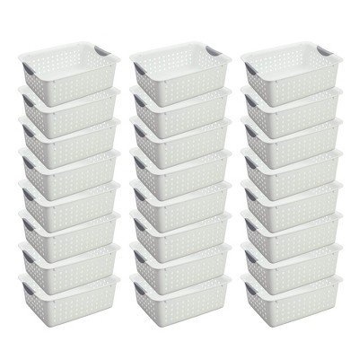 Sterilite Ultra Ventilated Open Top Plastic Storage Organizer Basket with Gray Contoured Carrying Handles
