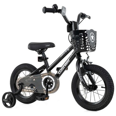Costway 12"/14"/16"/18" Kid’s Bike with Training Wheels Adjustable Handlebar & Seat Handbrake Black/Pink/Silver