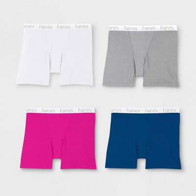Hanes Women's 4pk Cotton Stretch Mid-Thigh Boyfriend Boxer Briefs - Colors May Vary