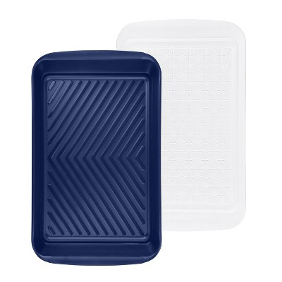 Tovolo 17" Marinade Tray with Lid: 10x17 Plastic Food Storage Container, Dishwasher-Safe, Red, 6-Quart Capacity