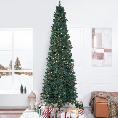Home Imports Emporium Belen Pencil Christmas Tree Prelit pre-decorated with Pine Cones, Red Berries, Skinny Christmas Tree with Lights