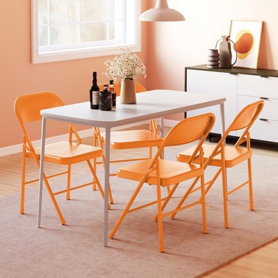 Coucheta Steel Folding Chairs with Backrest, Heavy Duty Metal Foldable Dining Chairs Set of 6/8, 350 LBS Capacity, Square Chairs for Indoor & Outdoor