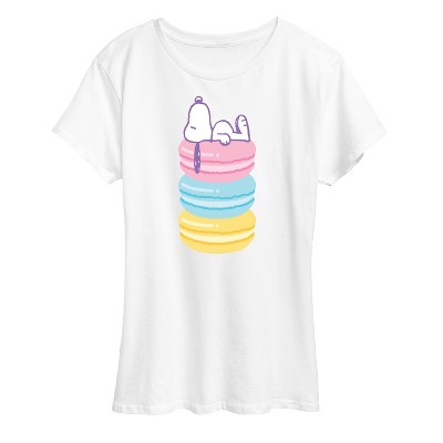 Women's - Peanuts - Snoopy Stacked Macarons Short Sleeve Graphic T-Shirt