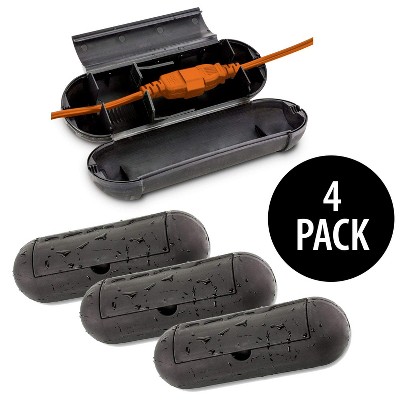 KOVOT Extension Cord Safety Cover Protectors 4 Pack | Black | Protects Plugs & Wires Against Rain & Snow