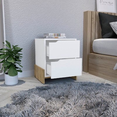 Grungis Modern Nightstands with Sturdy Base,Night Stand Bedside Table with 2 Drawers,Space-Saving Side Table for Bedroom,Living Room