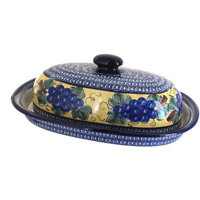 Blue Rose Polish Pottery 941 Zaklady Bread Container