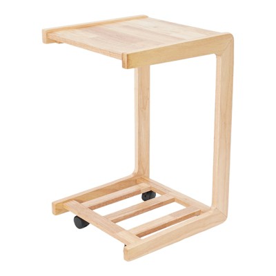 YIYIBYUS C-shaped End Table, Small Side Table, End Table with Wheels