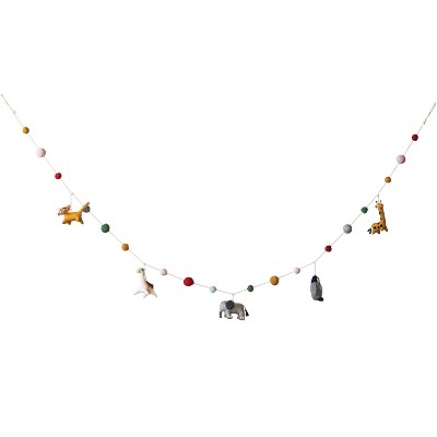 Storied Home Multicolor Wool Felt Animal Shaped Garland