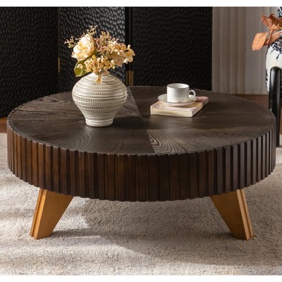 Round Retro Coffee Table, 35.4" Modern Center Table for Living Room, Home Decor and Coffee