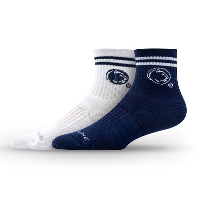 NCAA Penn State Nittany Lions 2pk Socks: Crew Height, Cushioned Heel & Toe