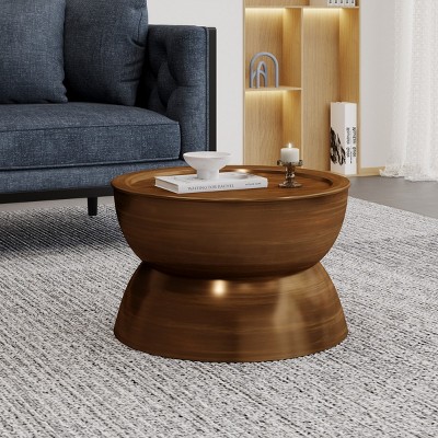 Modern Unique Coffee Tables Metal End Tables Round Hammered Small Coffee Table Target Hourglass Accent Table For Living Room-Cuddlewood